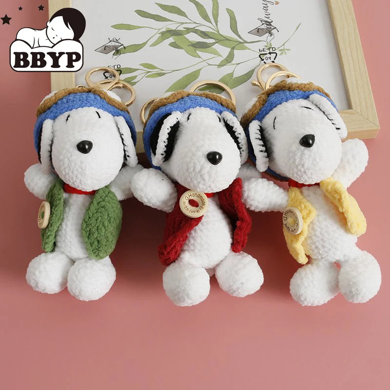 Cartoon Crochet Keychains Handmade Dog Doll Keychains Knitting Handmaking Cartoon Knitted Keyring For Keys Handmade Gifts