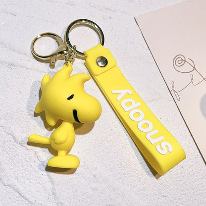 New Snoopy Charlie Keychain Cartoon Car Keychain Cute Bag Pendant Drops Glue Figure Halloween Christmas gifts