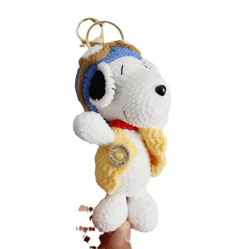 Cartoon Crochet Keychains Handmade Dog Doll Keychains Knitting Handmaking Cartoon Knitted Keyring For Keys Handmade Gifts