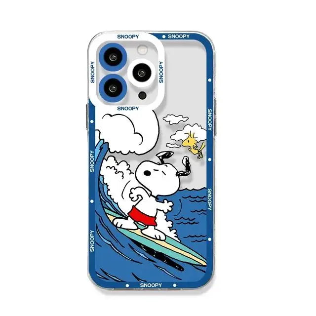 Cute Snoopy Phone Case for Iphone 15 Pro Max 11 12 13 14 Pro Max 6 6S 7 8 Plus 12 Mini XS XR SE 2 3 Clear Transparent Soft Cover