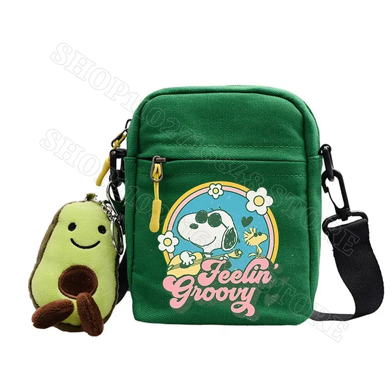 Snoopy Shoulder Bag Cute Snoopy Crossbody Avocado Schoolbag Girl Boy Cartoon Printed Satchel Messager Bag Kids Birthday Gift