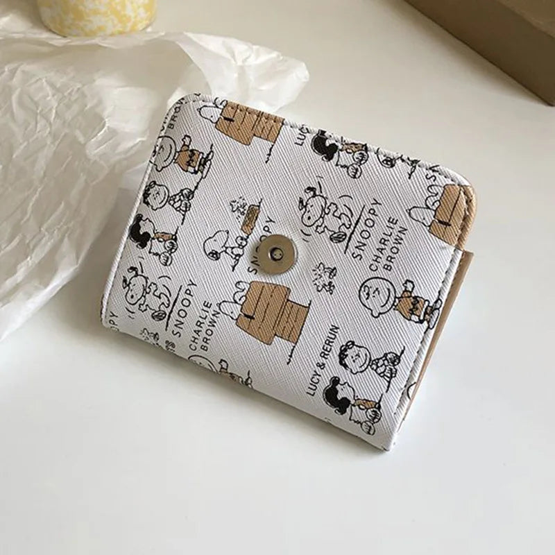 Snoopy Purse Anime Cartoon Short Coin Wallet High Value Cute Zipper Student  ID Holders Multi Slot Bag Women Men Birthday Gifts