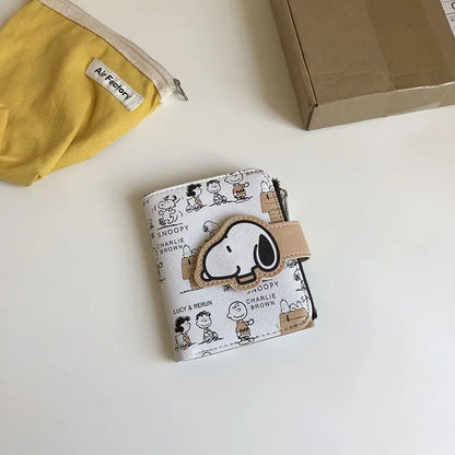 Snoopy Purse Anime Cartoon Short Coin Wallet High Value Cute Zipper Student  ID Holders Multi Slot Bag Women Men Birthday Gifts