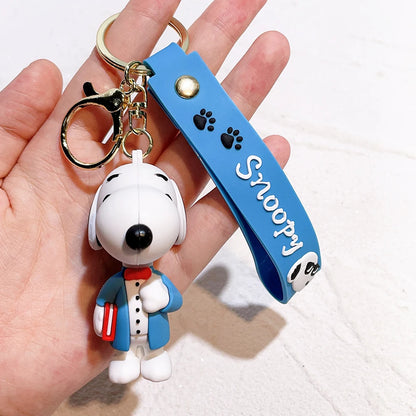 New Snoopy Charlie Keychain Cartoon Car Keychain Cute Bag Pendant Drops Glue Figure Halloween Christmas gifts