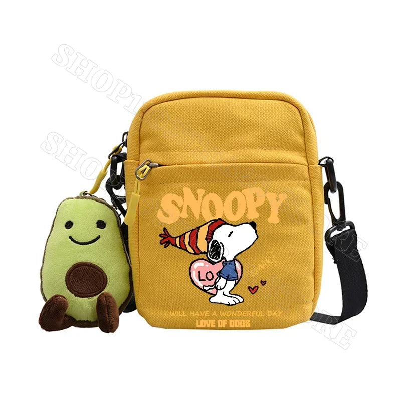 Snoopy Shoulder Bag Cute Snoopy Crossbody Avocado Schoolbag Girl Boy Cartoon Printed Satchel Messager Bag Kids Birthday Gift