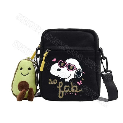 Snoopy Shoulder Bag Cute Snoopy Crossbody Avocado Schoolbag Girl Boy Cartoon Printed Satchel Messager Bag Kids Birthday Gift