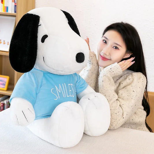 35-65cm Cute Snoopy Doll Big Ears Blue Sweater Dog Plush Toy Children's Doll Birthday Gift