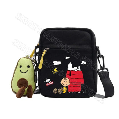 Snoopy Shoulder Bag Cute Snoopy Crossbody Avocado Schoolbag Girl Boy Cartoon Printed Satchel Messager Bag Kids Birthday Gift