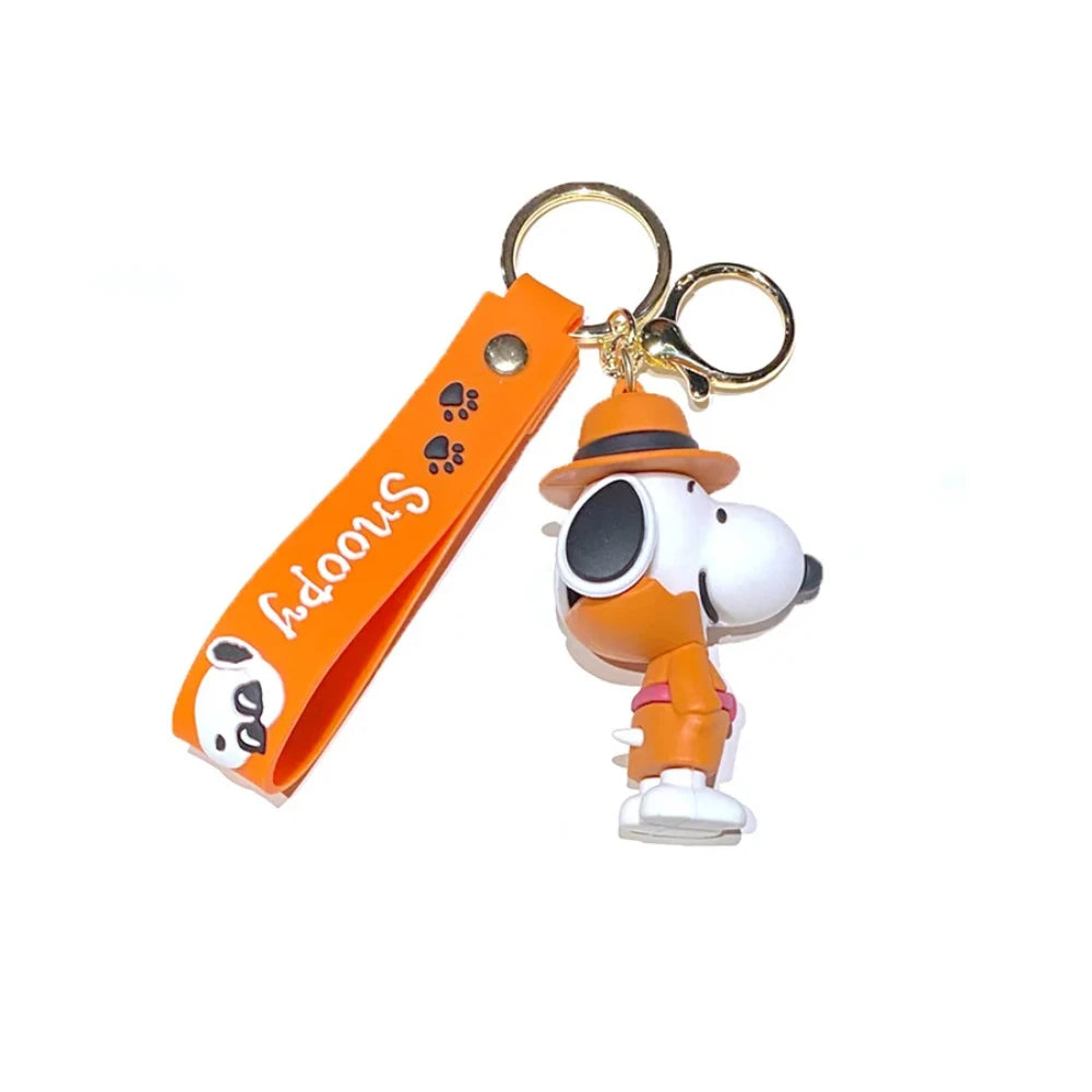 New Snoopy Charlie Keychain Cartoon Car Keychain Cute Bag Pendant Drops Glue Figure Halloween Christmas gifts