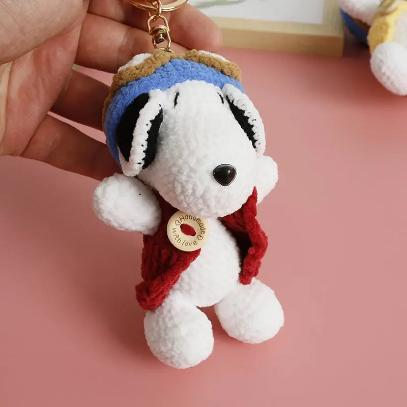 Cartoon Crochet Keychains Handmade Dog Doll Keychains Knitting Handmaking Cartoon Knitted Keyring For Keys Handmade Gifts