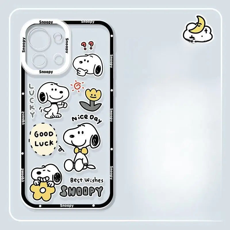 Cute Snoopy Phone Case for Iphone 15 Pro Max 11 12 13 14 Pro Max 6 6S 7 8 Plus 12 Mini XS XR SE 2 3 Clear Transparent Soft Cover