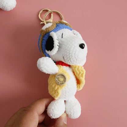 Cartoon Crochet Keychains Handmade Dog Doll Keychains Knitting Handmaking Cartoon Knitted Keyring For Keys Handmade Gifts