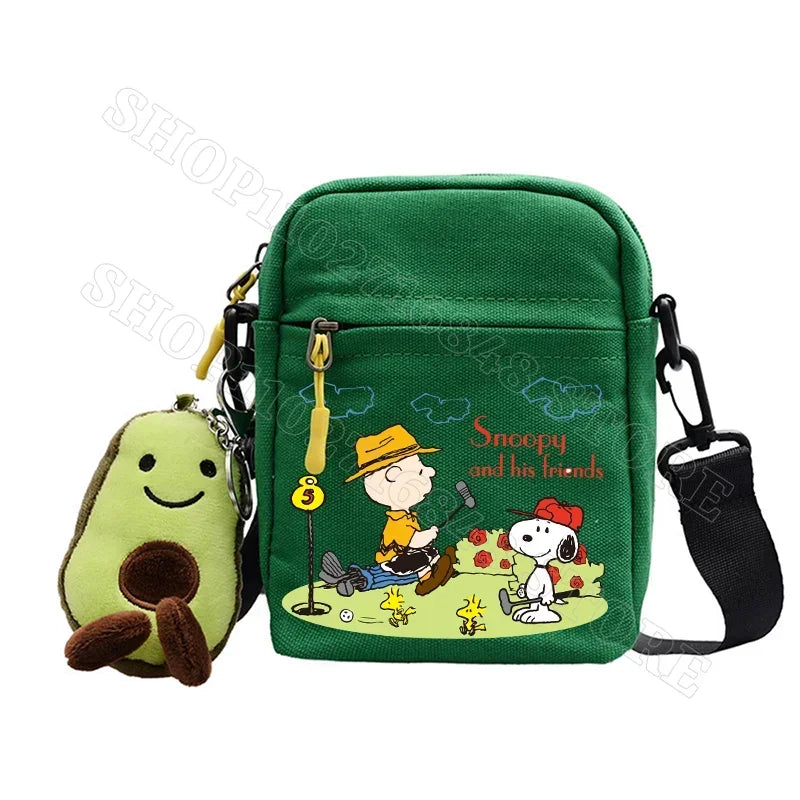 Snoopy Shoulder Bag Cute Snoopy Crossbody Avocado Schoolbag Girl Boy Cartoon Printed Satchel Messager Bag Kids Birthday Gift