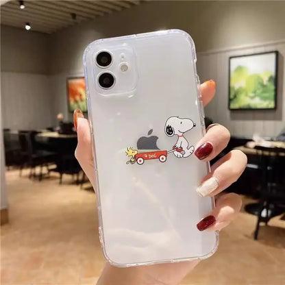 Cute Snoopy Phone Case for Iphone 15 Pro Max 11 12 13 14 Pro Max 6 6S 7 8 Plus 12 Mini XS XR SE 2 3 Clear Transparent Soft Cover