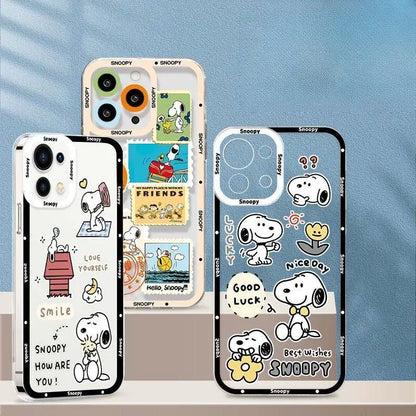 Cute Snoopy Phone Case for Iphone 15 Pro Max 11 12 13 14 Pro Max 6 6S 7 8 Plus 12 Mini XS XR SE 2 3 Clear Transparent Soft Cover