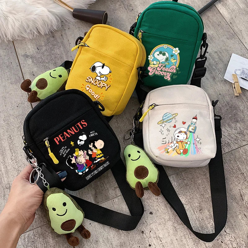 Snoopy Shoulder Bag Cute Snoopy Crossbody Avocado Schoolbag Girl Boy Cartoon Printed Satchel Messager Bag Kids Birthday Gift