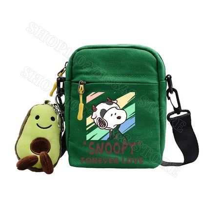 Snoopy Shoulder Bag Cute Snoopy Crossbody Avocado Schoolbag Girl Boy Cartoon Printed Satchel Messager Bag Kids Birthday Gift