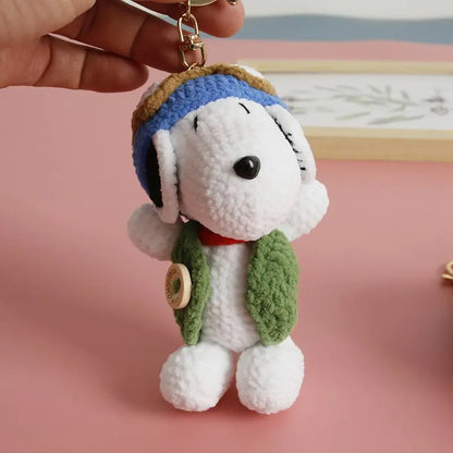 Cartoon Crochet Keychains Handmade Dog Doll Keychains Knitting Handmaking Cartoon Knitted Keyring For Keys Handmade Gifts