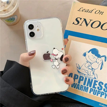 Cute Snoopy Phone Case for Iphone 15 Pro Max 11 12 13 14 Pro Max 6 6S 7 8 Plus 12 Mini XS XR SE 2 3 Clear Transparent Soft Cover