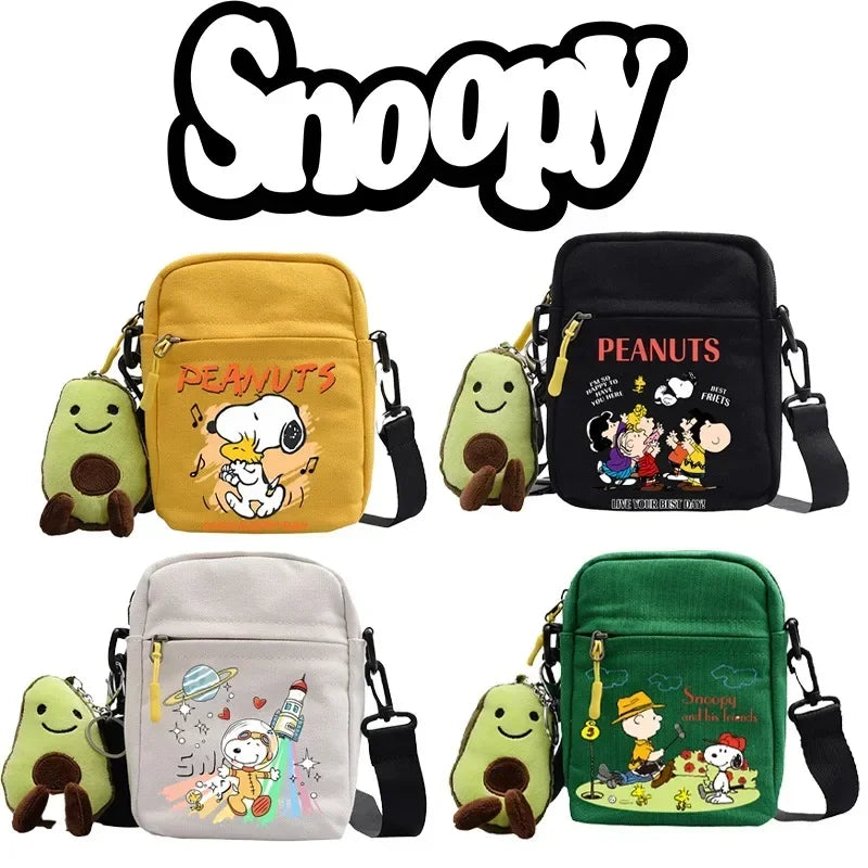 Snoopy Shoulder Bag Cute Snoopy Crossbody Avocado Schoolbag Girl Boy Cartoon Printed Satchel Messager Bag Kids Birthday Gift