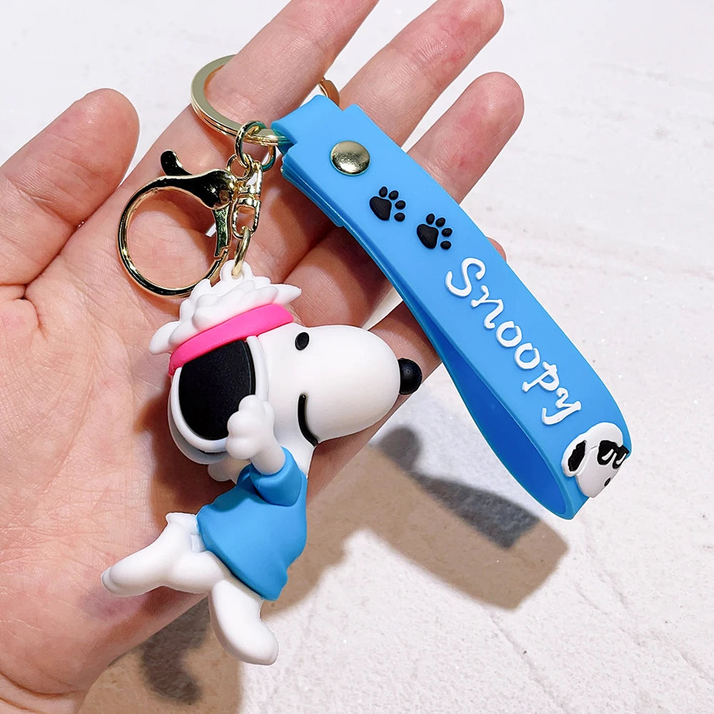 New Snoopy Charlie Keychain Cartoon Car Keychain Cute Bag Pendant Drops Glue Figure Halloween Christmas gifts