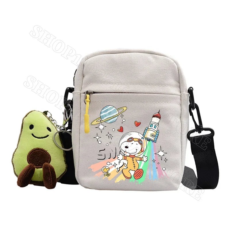 Snoopy Shoulder Bag Cute Snoopy Crossbody Avocado Schoolbag Girl Boy Cartoon Printed Satchel Messager Bag Kids Birthday Gift