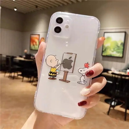 Cute Snoopy Phone Case for Iphone 15 Pro Max 11 12 13 14 Pro Max 6 6S 7 8 Plus 12 Mini XS XR SE 2 3 Clear Transparent Soft Cover