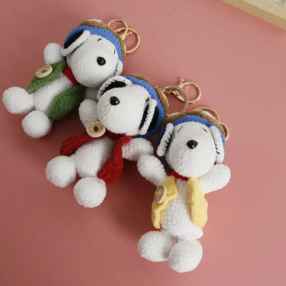 Cartoon Crochet Keychains Handmade Dog Doll Keychains Knitting Handmaking Cartoon Knitted Keyring For Keys Handmade Gifts