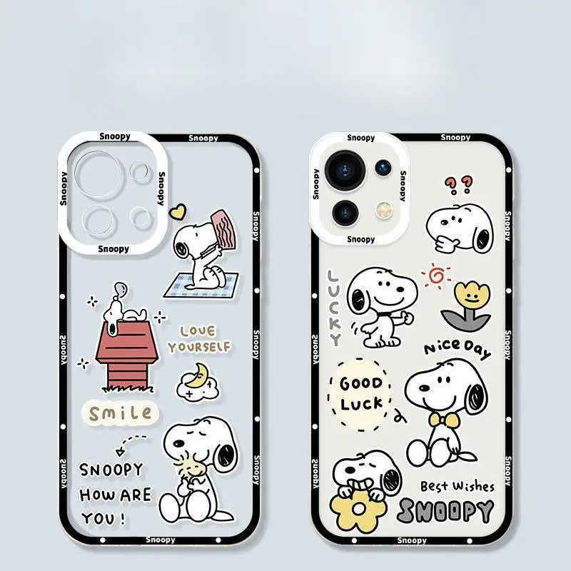 Cute Snoopy Phone Case for Iphone 15 Pro Max 11 12 13 14 Pro Max 6 6S 7 8 Plus 12 Mini XS XR SE 2 3 Clear Transparent Soft Cover