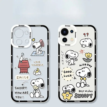 Cute Snoopy Phone Case for Iphone 15 Pro Max 11 12 13 14 Pro Max 6 6S 7 8 Plus 12 Mini XS XR SE 2 3 Clear Transparent Soft Cover