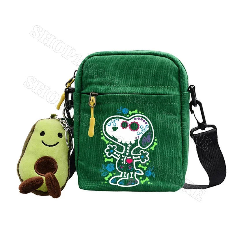 Snoopy Shoulder Bag Cute Snoopy Crossbody Avocado Schoolbag Girl Boy Cartoon Printed Satchel Messager Bag Kids Birthday Gift