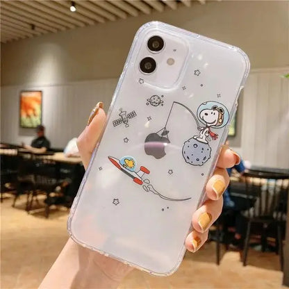 Cute Snoopy Phone Case for Iphone 15 Pro Max 11 12 13 14 Pro Max 6 6S 7 8 Plus 12 Mini XS XR SE 2 3 Clear Transparent Soft Cover