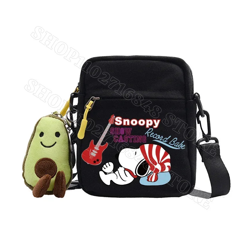 Snoopy Shoulder Bag Cute Snoopy Crossbody Avocado Schoolbag Girl Boy Cartoon Printed Satchel Messager Bag Kids Birthday Gift