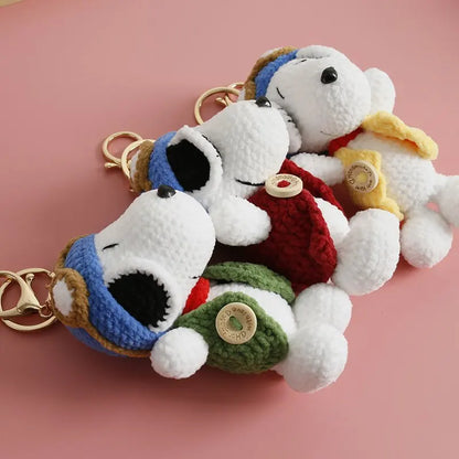 Cartoon Crochet Keychains Handmade Dog Doll Keychains Knitting Handmaking Cartoon Knitted Keyring For Keys Handmade Gifts